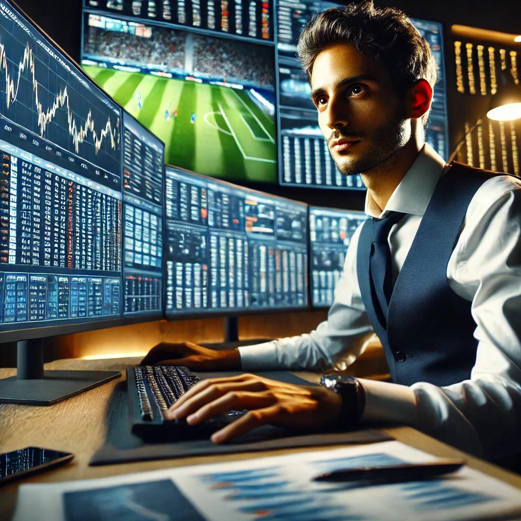 Professionista delle scommesse analizza dati statistici